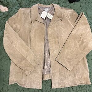 Coldwater Creek Tan Leather Suede Whipstitch jacket